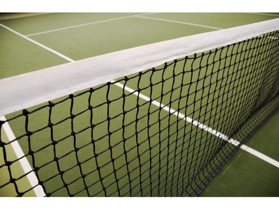 Сетка для большого тенниса 12,8х1,07 м, яч. 40х40 мм, оверлок с 4-х сторон, с тросом Ø 2,6