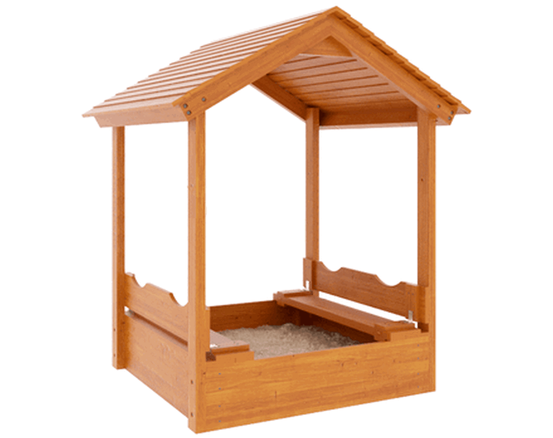 Детская песочница с деревянной крышей